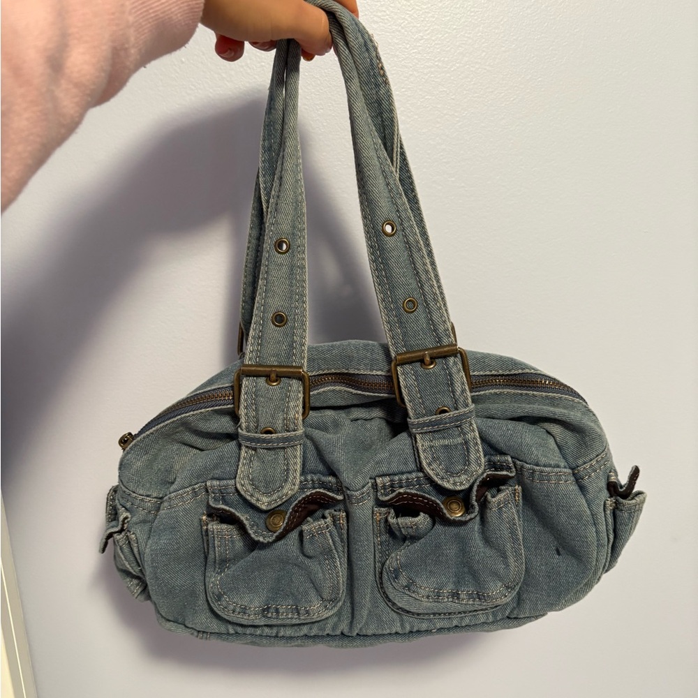 Stylish Denim Handbag with Pockets